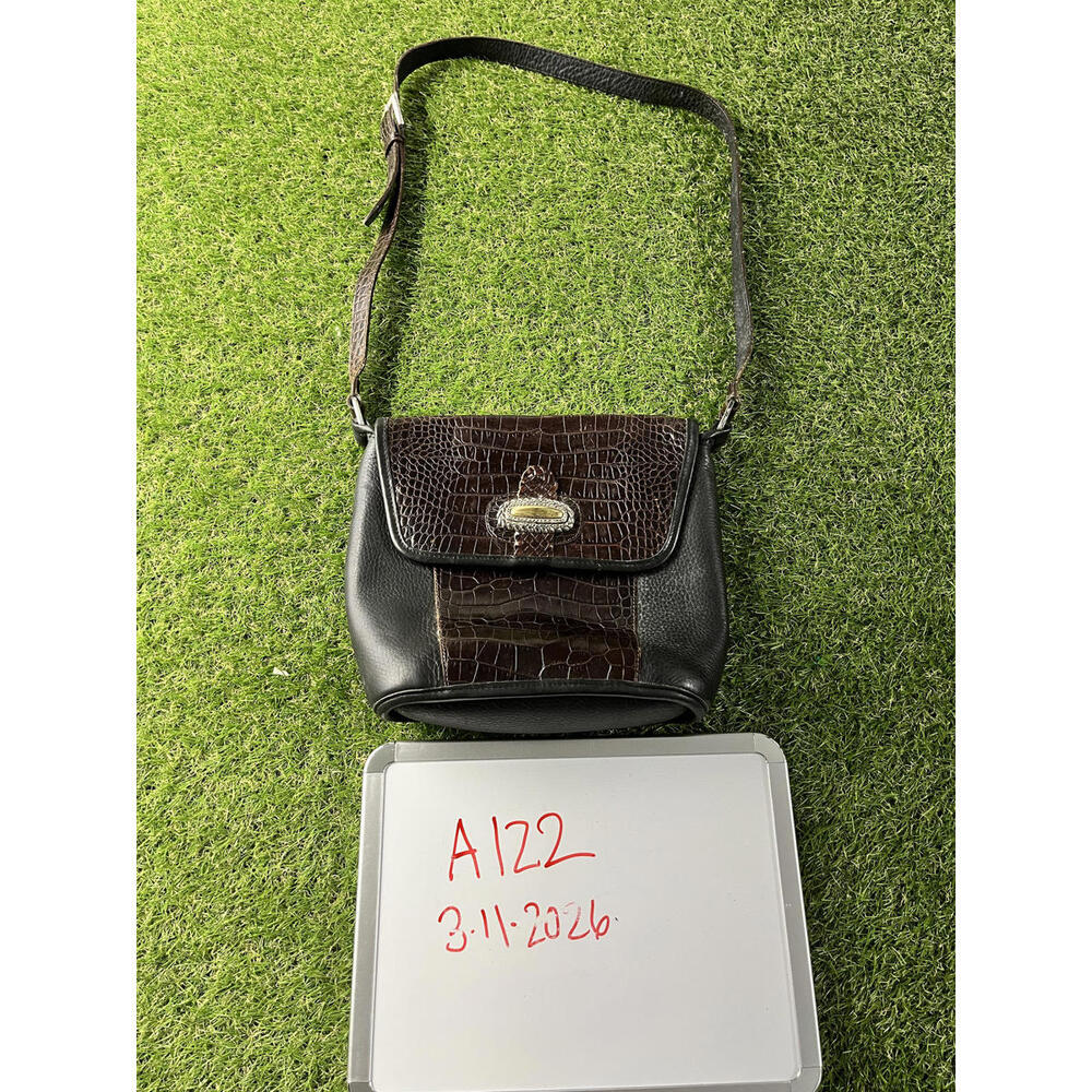 Vintage Brighton Style Brown and Black Leather‎ Crossbody Bag